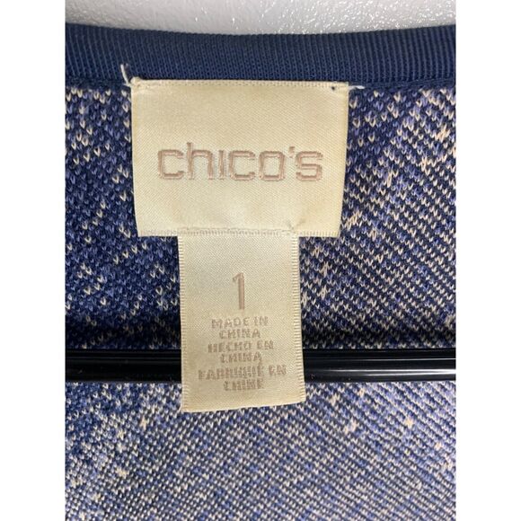 Chicos Womens Open Front Cardigan Size 1 Abstract Pattern 3/4 Sleeves - Picture 3 of 6